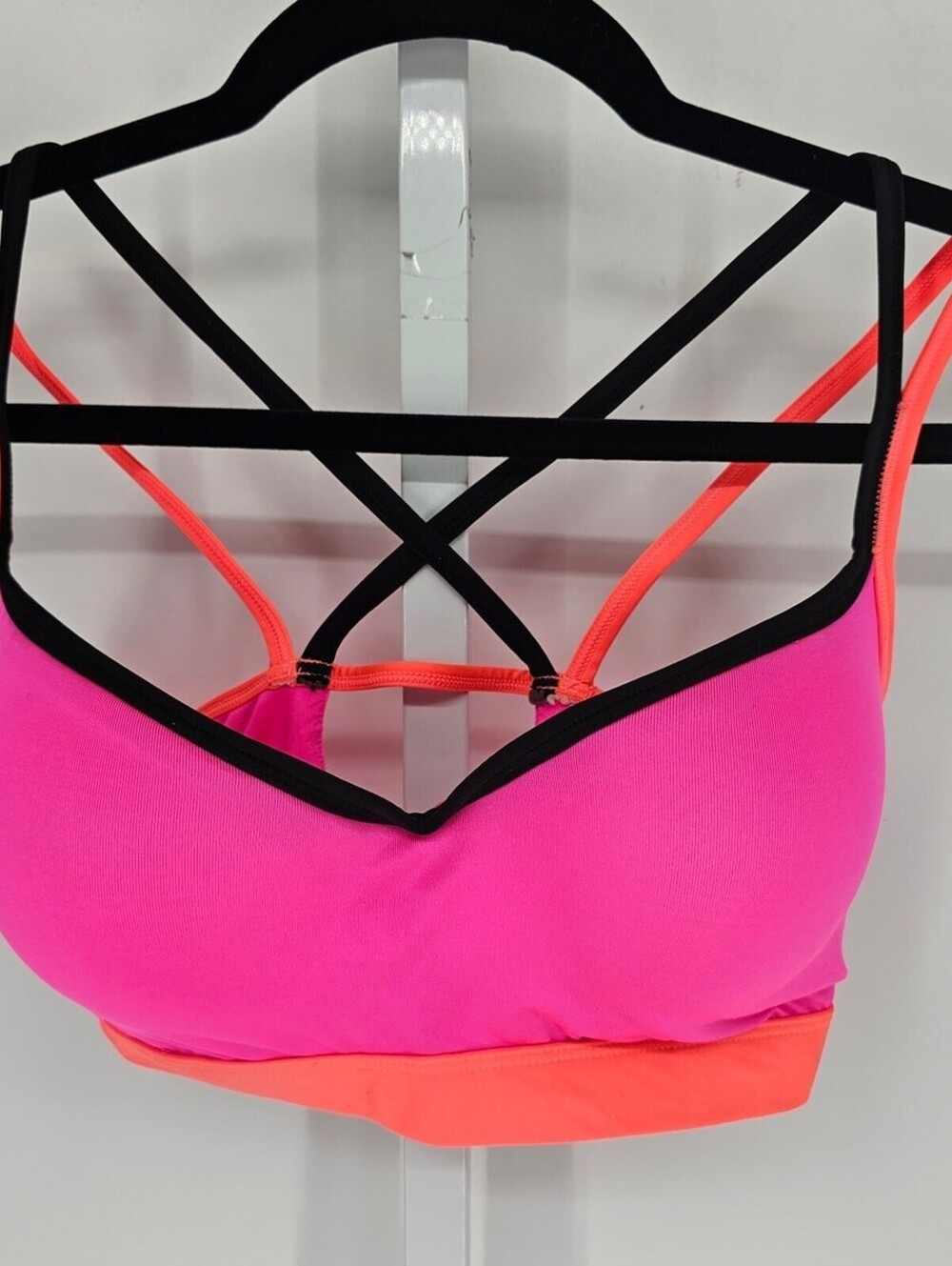 Fruit of the Loom Womens Sz 36C Strappy Bra Neon Pink Bright Colors